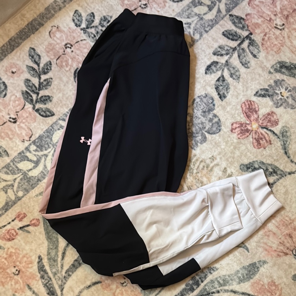 Under Armour Black and Light Pink Track Pants